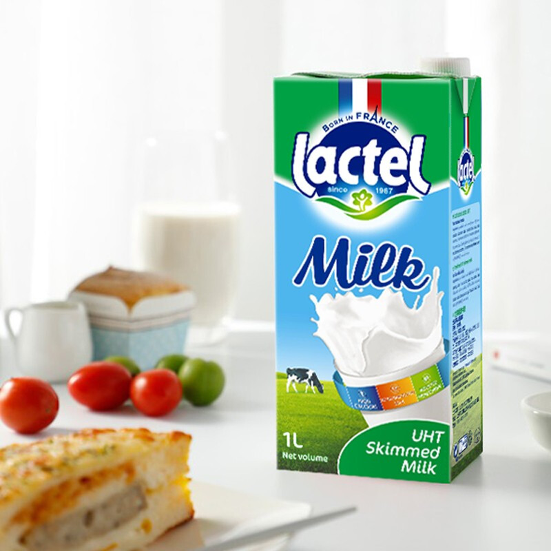 蘭特(Lactel) 蘭特 Lactel純牛奶1L*12盒家庭裝 高鈣營養(yǎng)早餐奶烘焙奶茶原料歐洲進口 脫脂1L*12盒